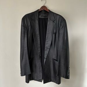 Vintage Richard Tyler Couture Black Leather Blazer Size 44